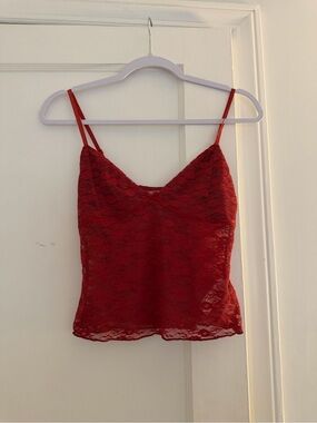 Edikted Red/Burgandy Lace Spaghetti Strap Cami